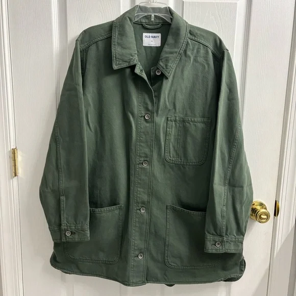 Old Navy Shacket Barn Chore Coat Jacket Workwear Denim 2X Button Front - Picture 7 of 8